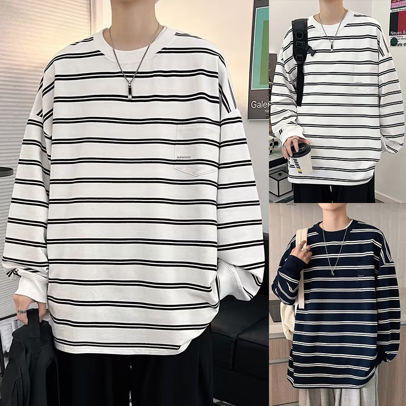 Herren Lässiges Langarmshirt mit eleganter Streifenoptik Drune