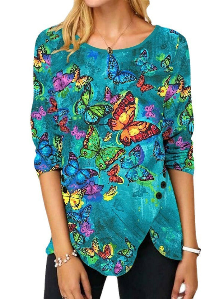 Damen Langärmeliges Oversize-Sweatshirt mit abstraktem Aquarell-Mosaikprint Drune