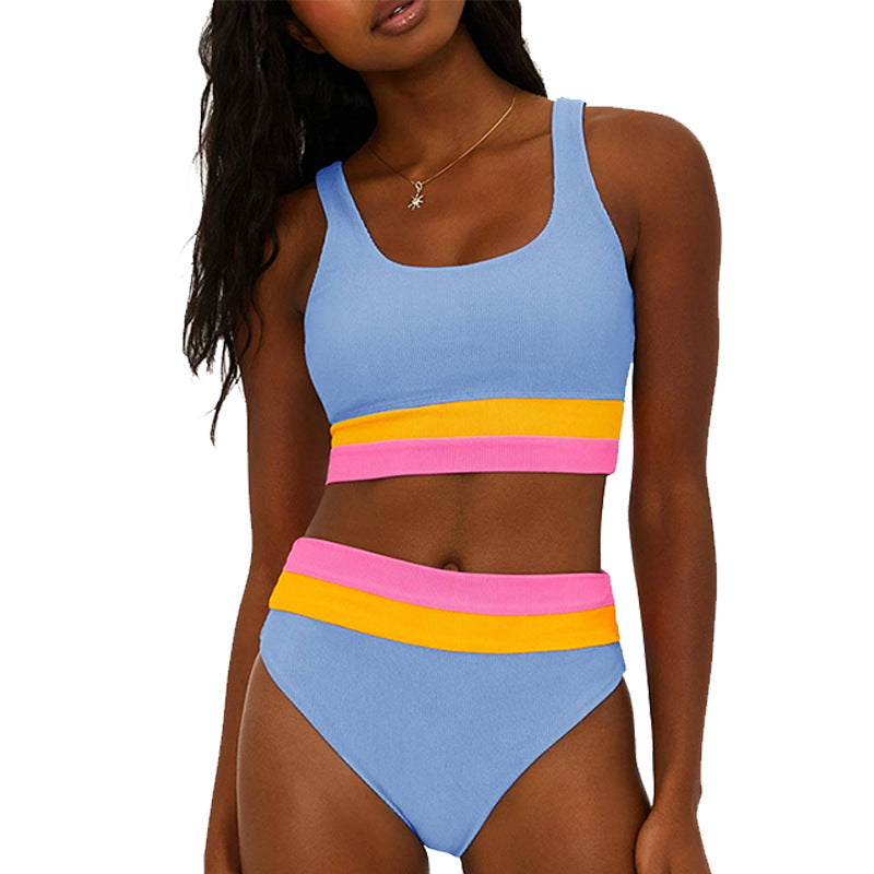 Damen Sportliches Bikini-Set mit komfortablem Crop-Top und hochgeschnittenem Höschen Drune