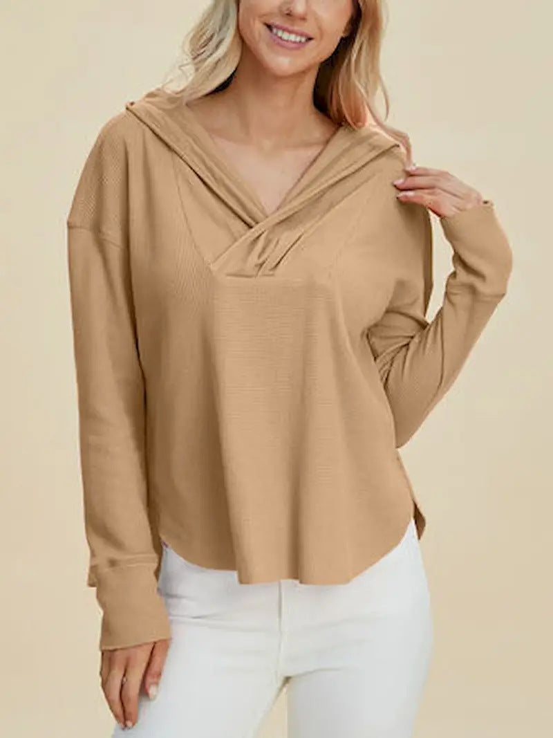 Damen Freizeit Hoodie mit raffiniertem Ausschnitt Drune