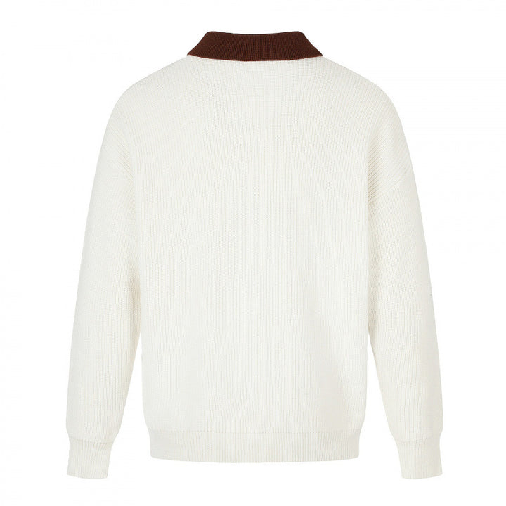 Herren Feinstrick-Polo mit Henley‑Knopfleiste und kontrastierendem Polokragen Drune