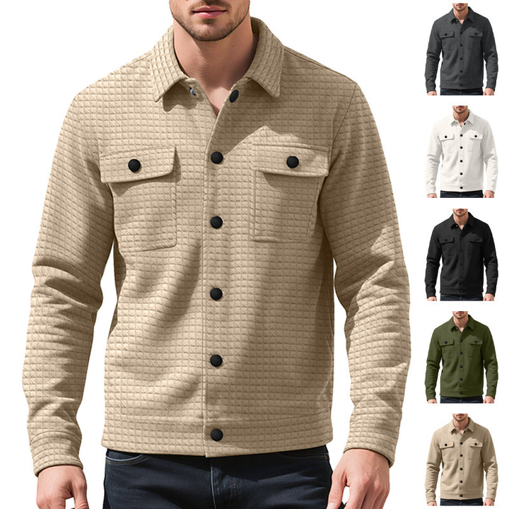 Herren nan Hemdjacke mit quadratischer Steppstruktur Druckknopffront und Brustklappen Drune