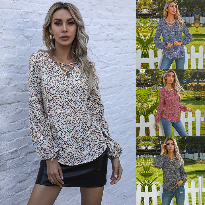 Damen Elegante Bluse mit Schnürung Drune