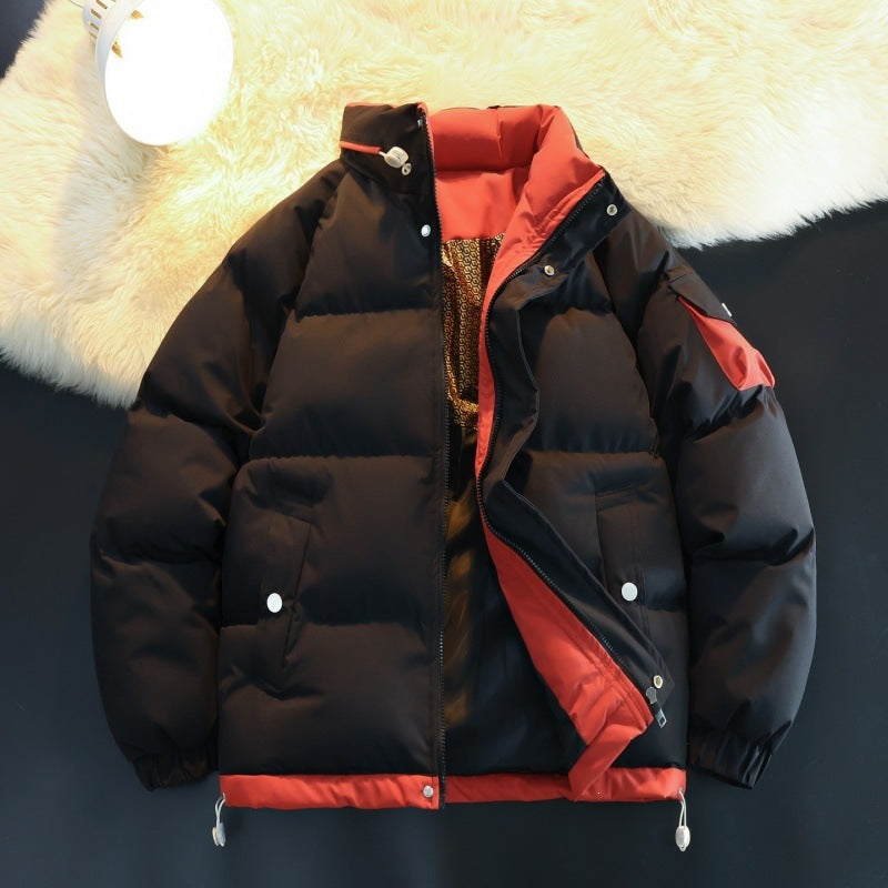 Herren Wattierte Daunenoptik-Outdoorjacke mit hohem Stehkragen, Kontrast-Innenfutter & Ärmeltasche Drune
