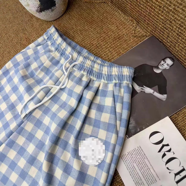 Damen Kariert Hosen Drune