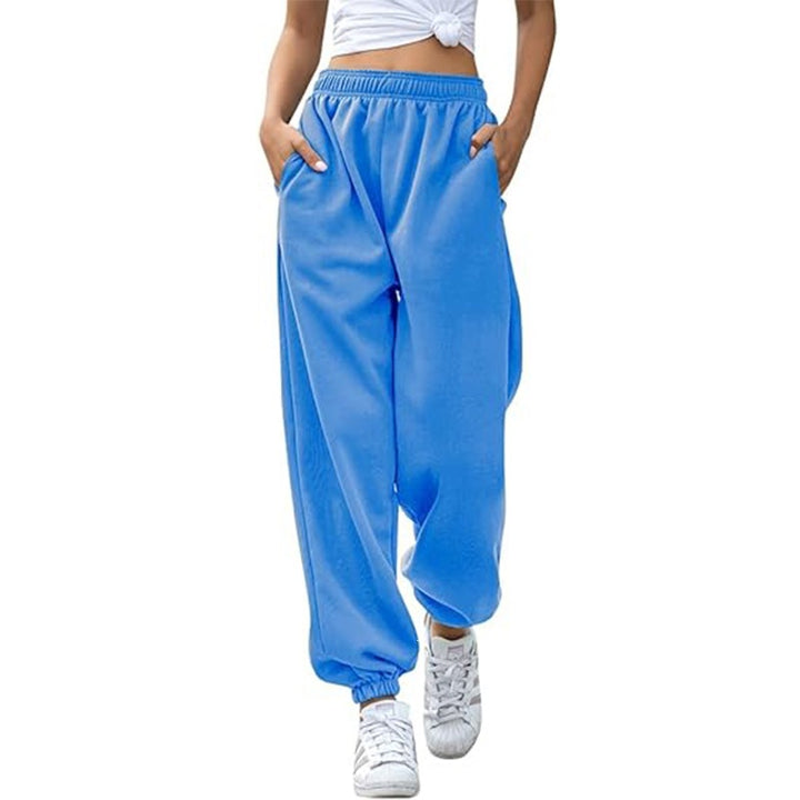 Damen nan Cozy-Sweat-Palazzohose mit hohem Komfortbund, integriertem Kordelzug und gerafften Knöchelabschlüssen Drune