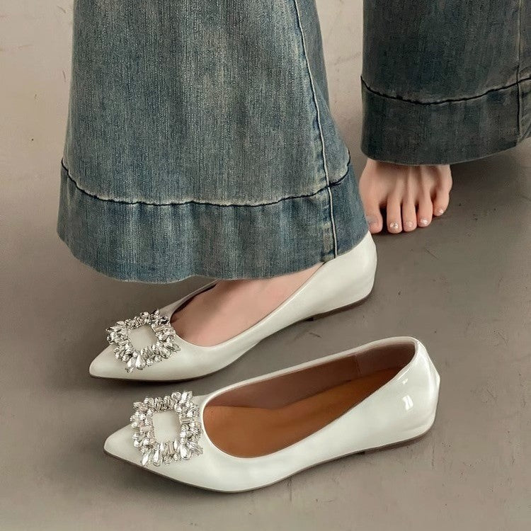 Damen elegante Ballerina-Schuhe mit funkelnder Strass-Applikation Drune