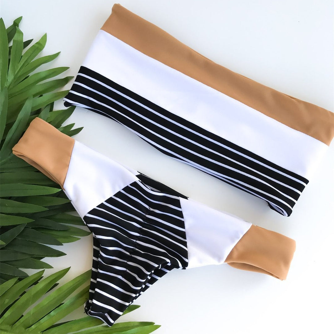Damen Bandeau-Bikini mit trendigem Streifenmuster Drune
