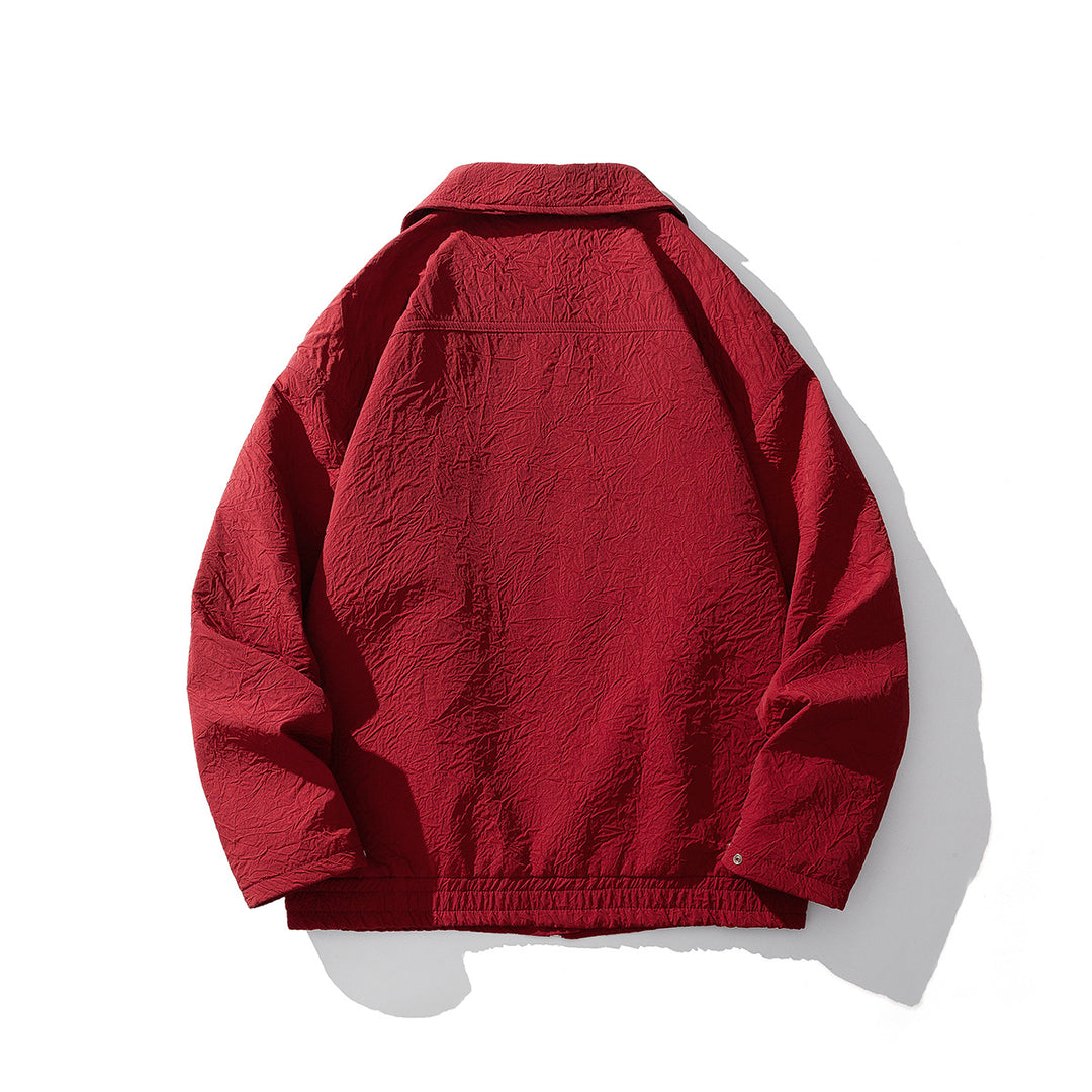Herren Leichte Crinkle‑Textur Zipjacke mit Hemdkragen und elastischem Saum Drune