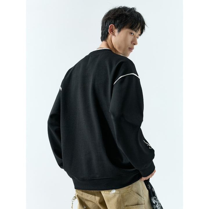 Herren Oversize Sweatshirt mit Kontrastnaht und Rundhalsausschnitt Drune