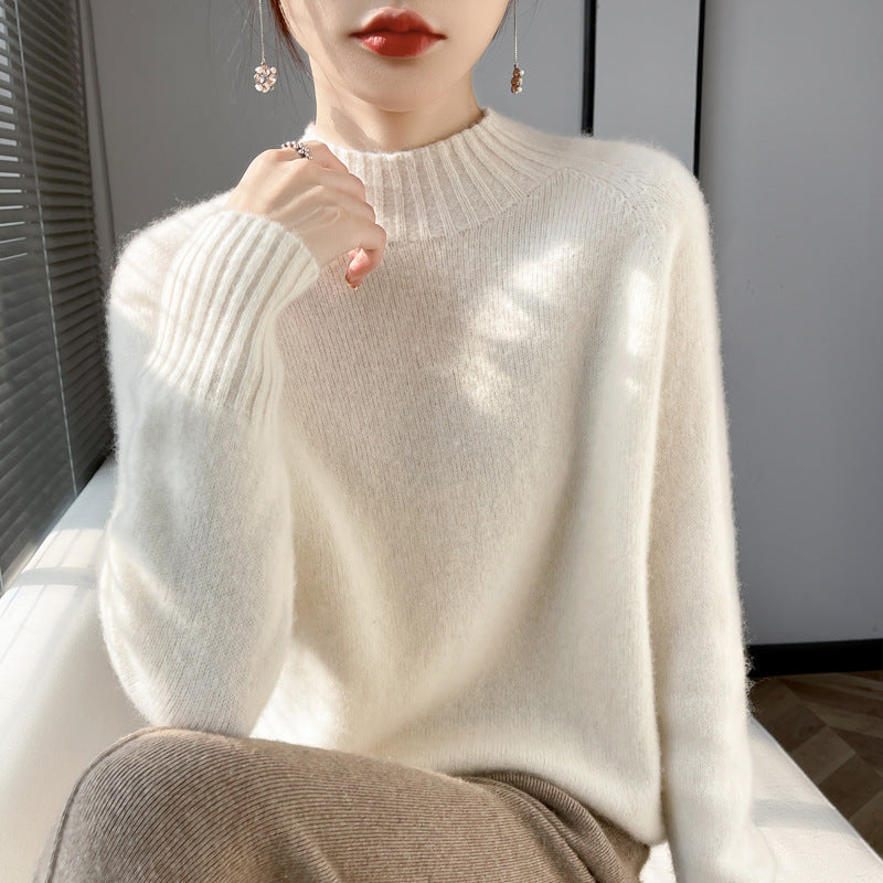 Damen Kurz-Mockneck-Pullover aus flauschigem Mohair-Mix mit kastiger Silhouette Drune
