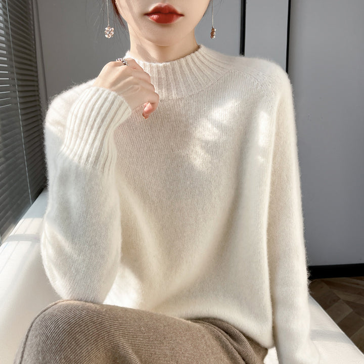 Damen Kurz-Mockneck-Pullover aus flauschigem Mohair-Mix mit kastiger Silhouette Drune