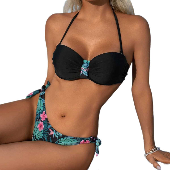 Damen Bandeau-Bikini mit floralen Akzenten Drune