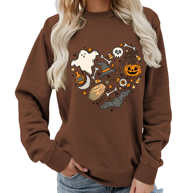 Damen Halloween Sweatshirt mit kreativem Motiv Drune