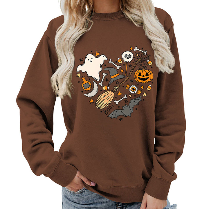 Damen Halloween Sweatshirt mit kreativem Motiv Drune