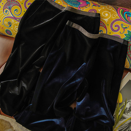 Damen Elegante und fließende Velours-Hose Drune