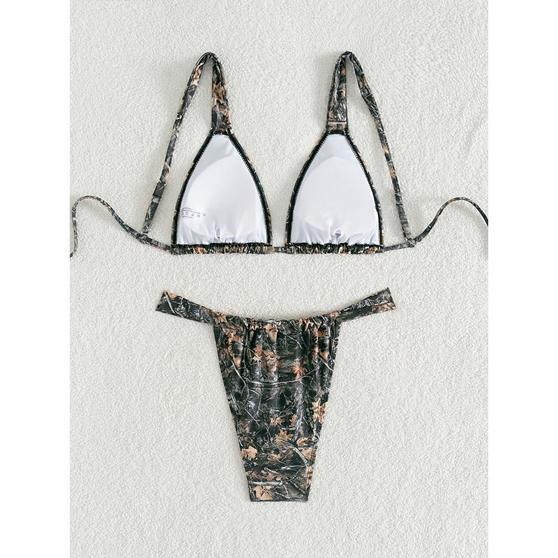 Damen Triangel-Bikini Set mit floralen Akzenten Drune