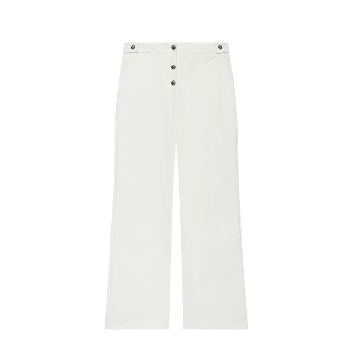 Damen Hochgeschnittene weite Hose mit sichtbarer Knopfleiste und Bundriegel Drune