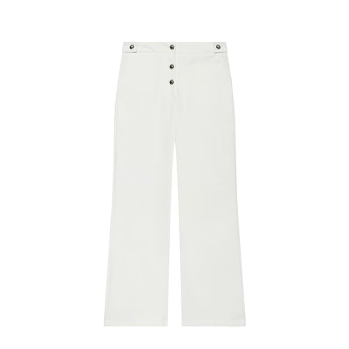 Damen Hochgeschnittene weite Hose mit sichtbarer Knopfleiste und Bundriegel Drune