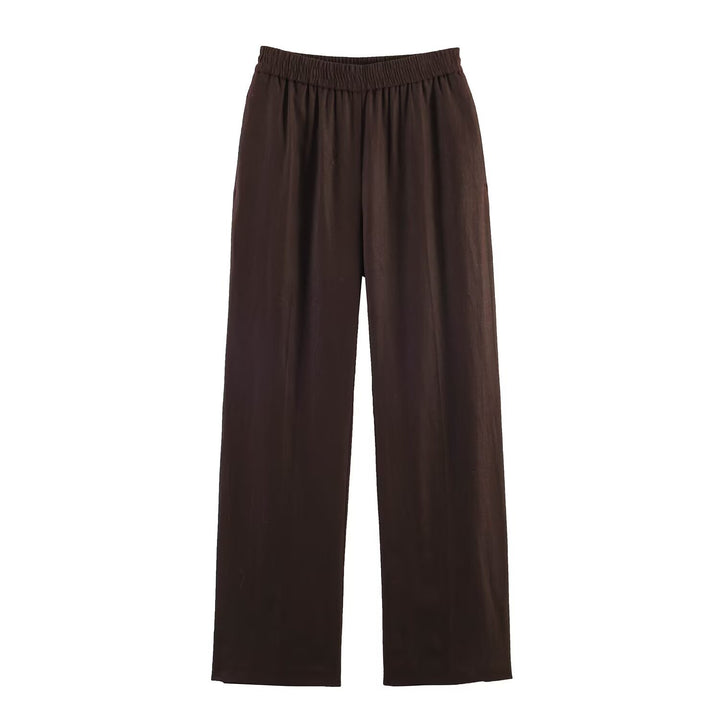 Damen Weite Palazzo-Hose mit elastischem Raffungsgummibund und fließendem Leichtstoff Drune