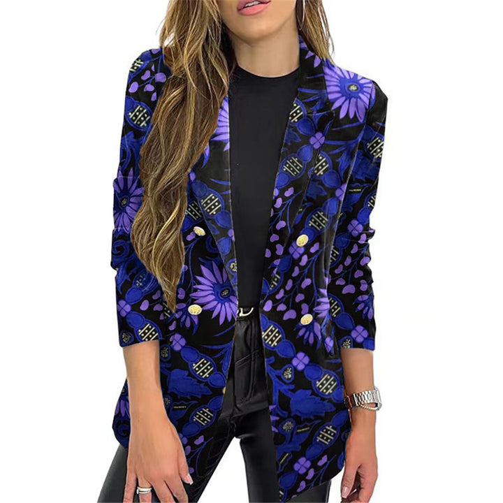 Damen Blazer mit floralem Muster und eleganten Knöpfen Drune