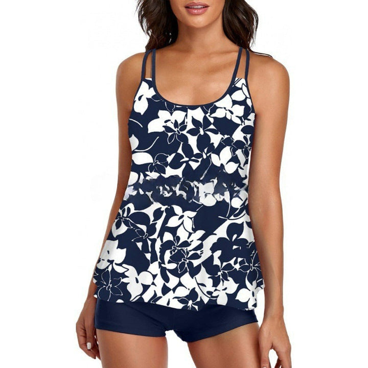 Damen Sportliches Tankini-Set mit bequemem Shorts und verstellbaren Trägern Drune