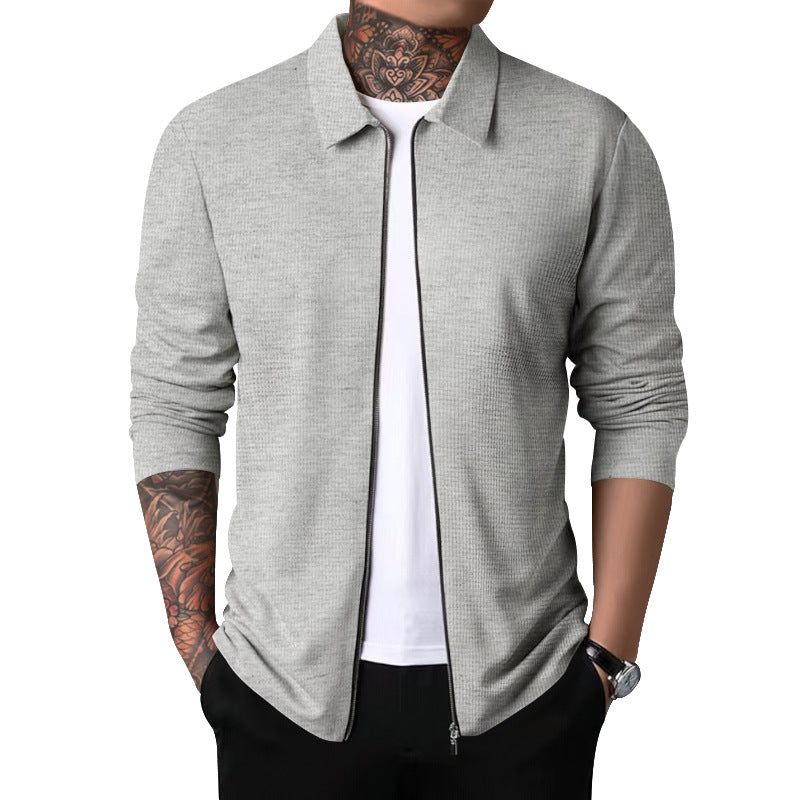 Herren nan strukturierte Hemdjacke mit Waffelstruktur, durchgehendem Reißverschluss und schmaler Passform Drune