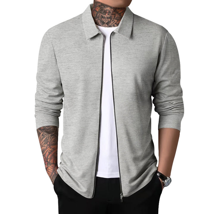 Herren nan strukturierte Hemdjacke mit Waffelstruktur, durchgehendem Reißverschluss und schmaler Passform Drune