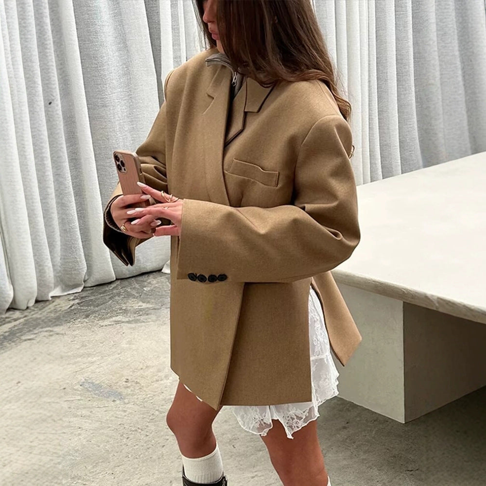 Damen elegante Oversize-Jacke mit schickem Revers Drune