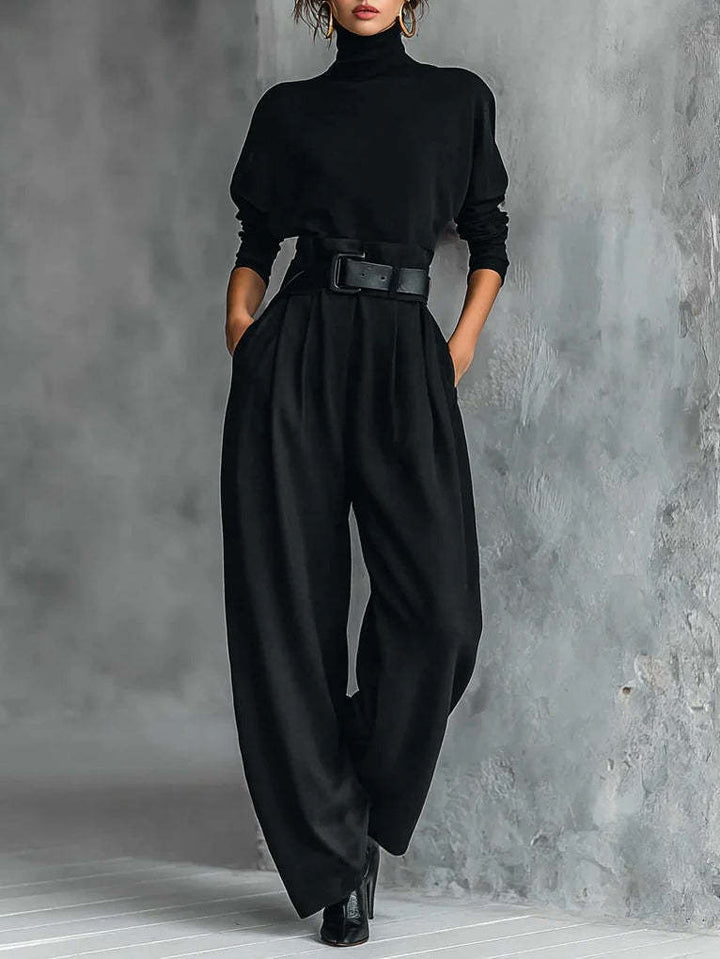 Damen Utility-Jumpsuit mit hohem Kragen und Taillengürtel Drune