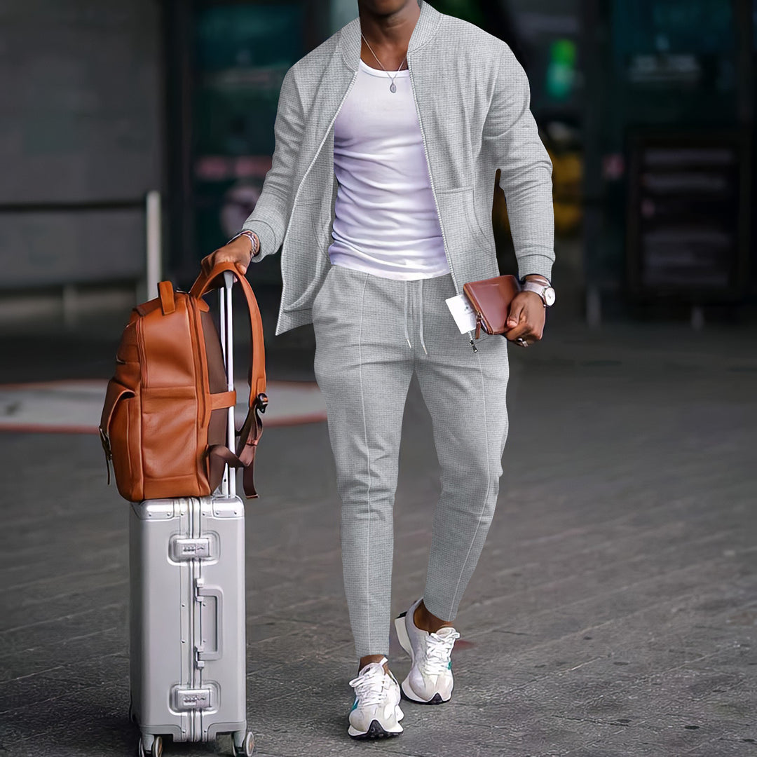 Herren modischer Freizeitanzug mit sportlichen Details und atmungsaktivem Stoff Drune