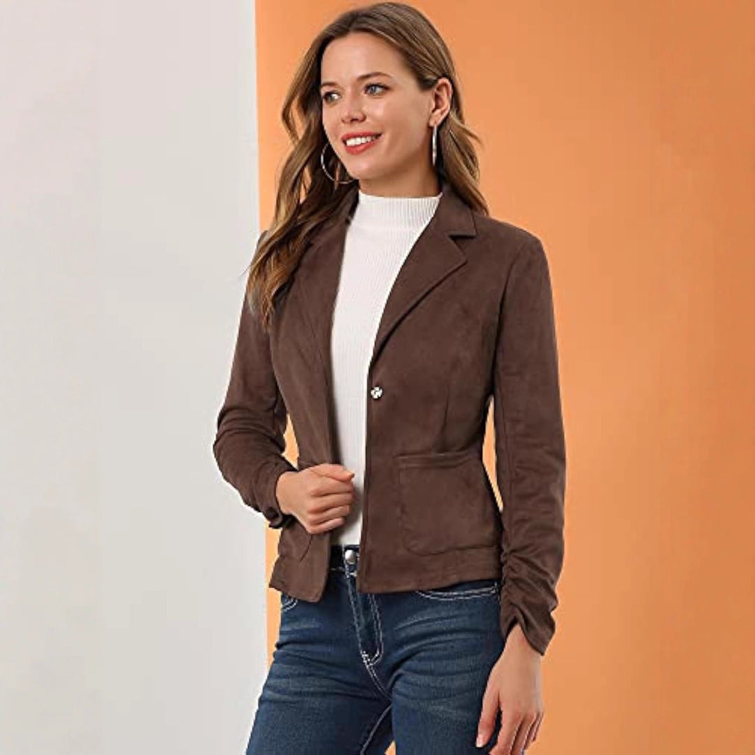 Damen Eleganter Velours-Blazer mit schmaler Passform Drune