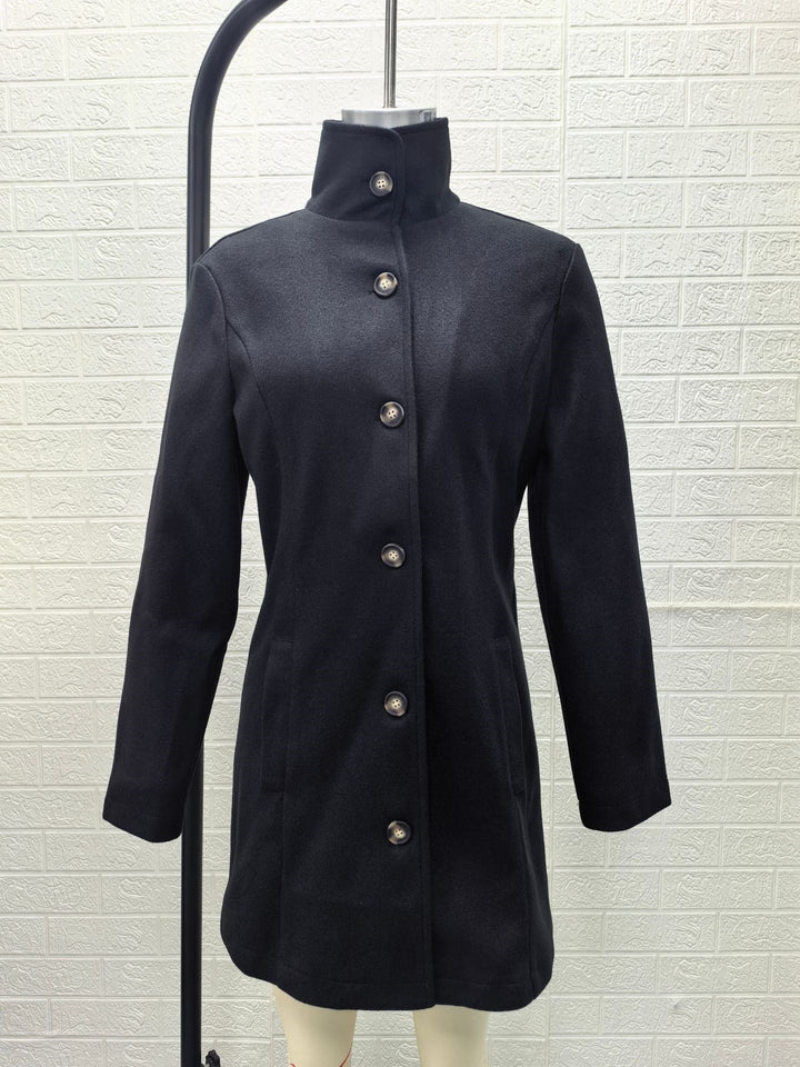 Damen Taillierter Wollmix-Mantel mit Stehkragen, durchgehender Knopfleiste und A‑Linien-Silhouette Drune