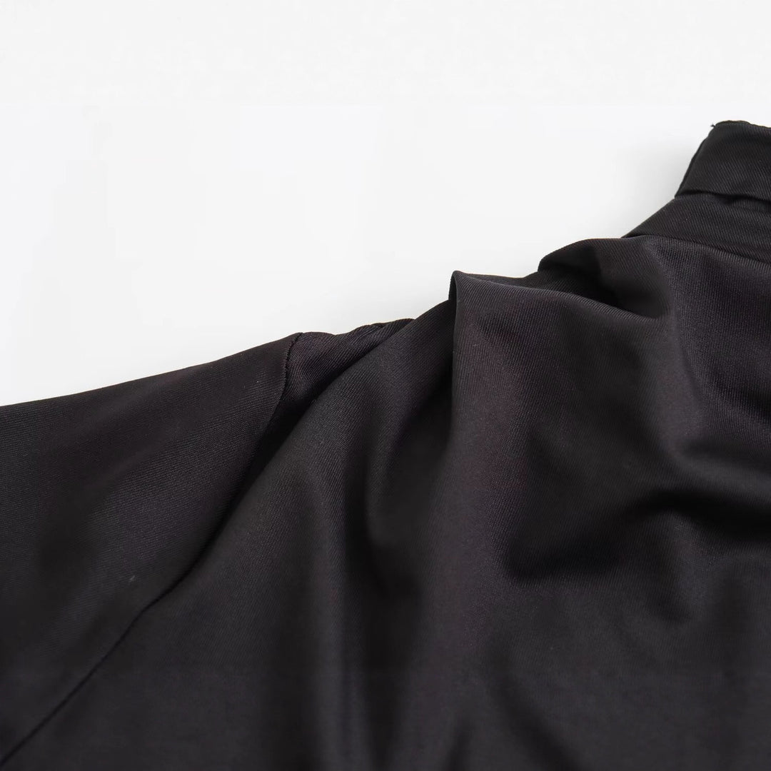 Damen Asymmetrisches One-Shoulder Maxikleid mit langem Ärmel Drune