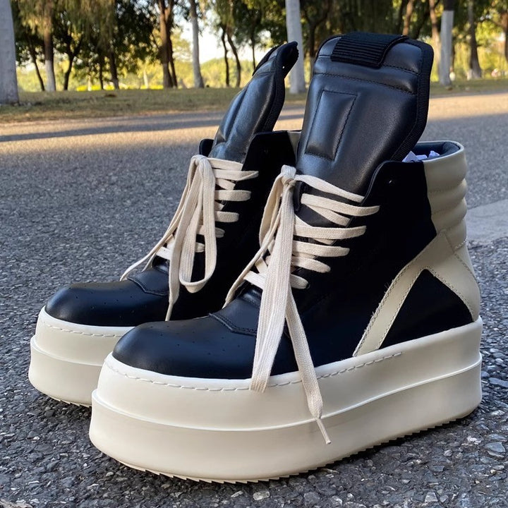Damen Plateau-High-Top Sneaker-Stiefel mit gepolstertem Schaft und extrahoher Gummisohle Drune