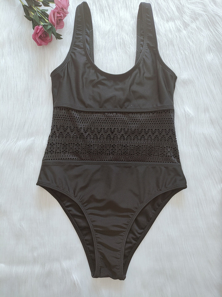 Damen Eleganter Einteiler-Badeanzug mit Spitzenakzenten Drune