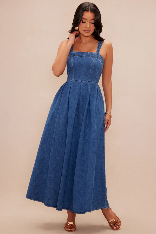 Damen Maxikleid mit schmalen Trägern und elegantem Schnitt Drune