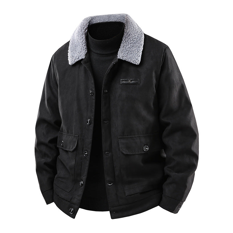 Herren Canvasjacke mit Teddykragen und aufgesetzten Taschen Drune