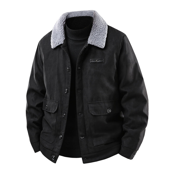Herren Canvasjacke mit Teddykragen und aufgesetzten Taschen Drune