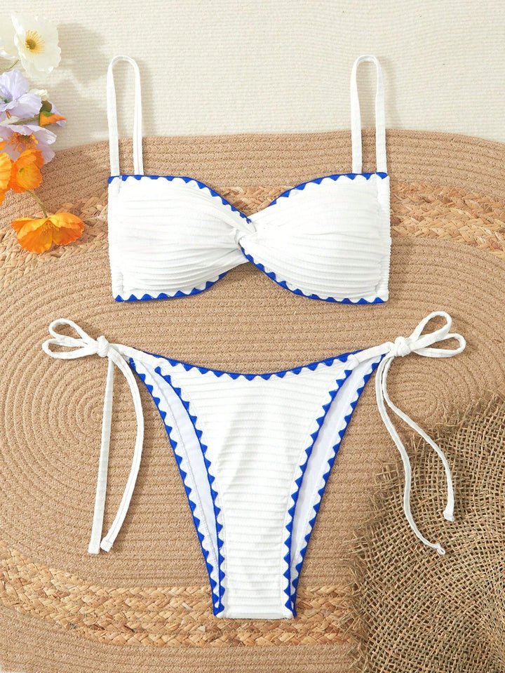 Damen Triangel-Bikini mit dekorativem Rüschensaum Drune