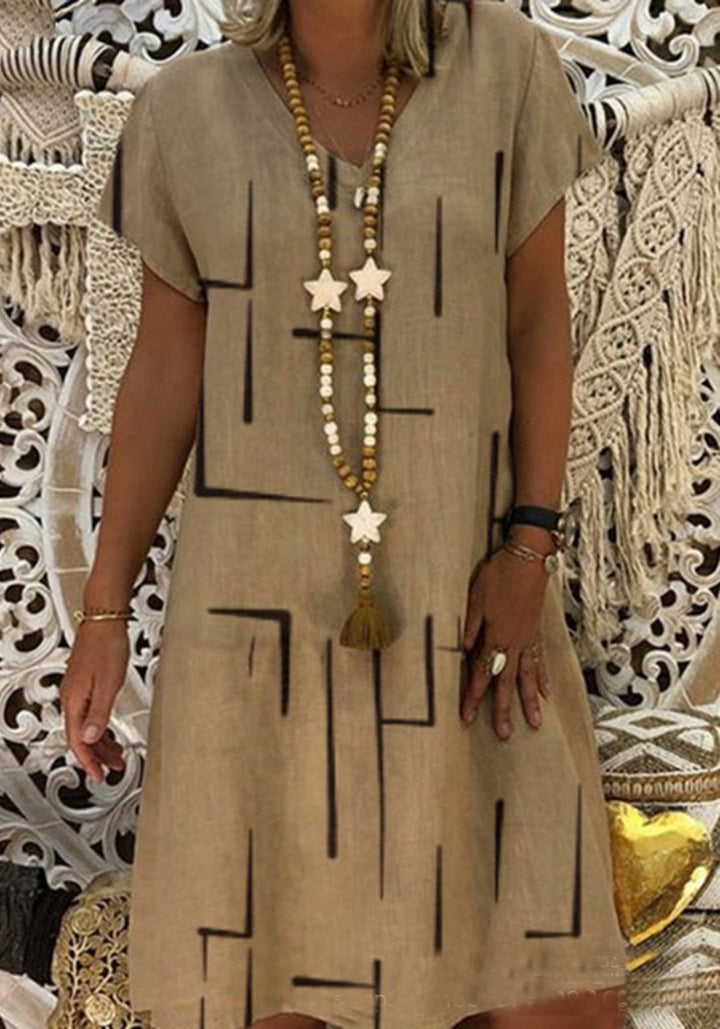 Damen Lässiges Sommerkleid mit modernem grafischem Design und schmeichelndem Schnitt Drune
