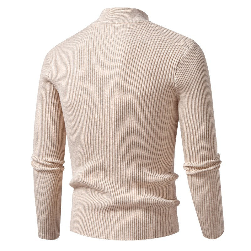 Herren eleganter Rollkragenpullover aus feinem Rippstrick Drune