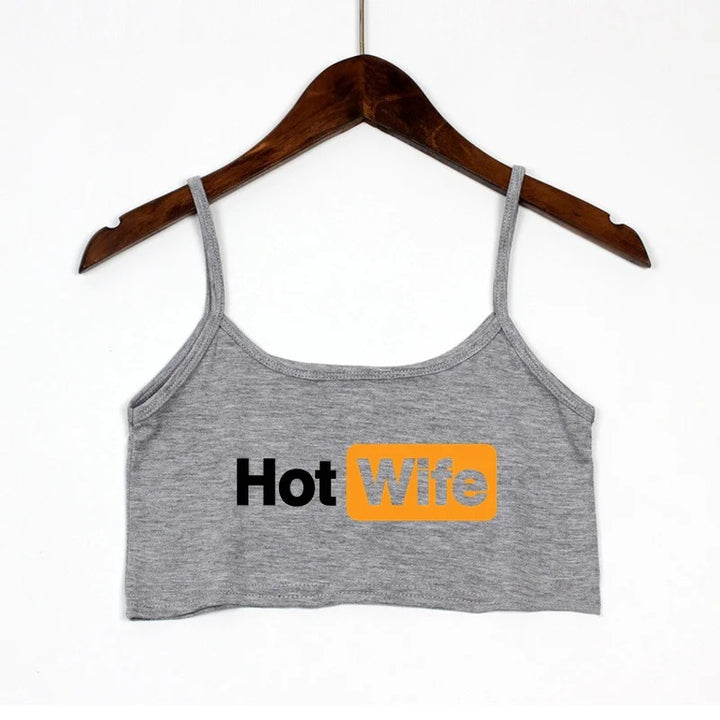Damen Crop-Top mit modernen Schriftzügen und verstellbaren Trägern Drune