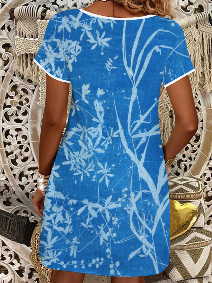 Damen Sommerliches T-Shirt-Kleid mit floralem Print Drune