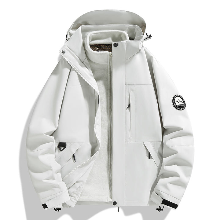 Damen zweilagige Softshell-Outdoorjacke mit herausnehmbarer Fleece-Innenjacke und Kapuze Drune