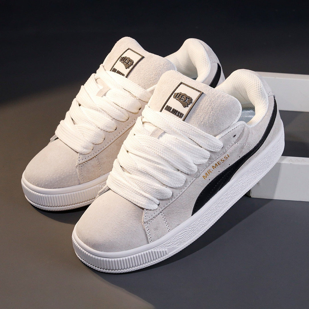 Damen modische Sneakers mit elastischen Schnürsenkeln und weichem Obermaterial Drune