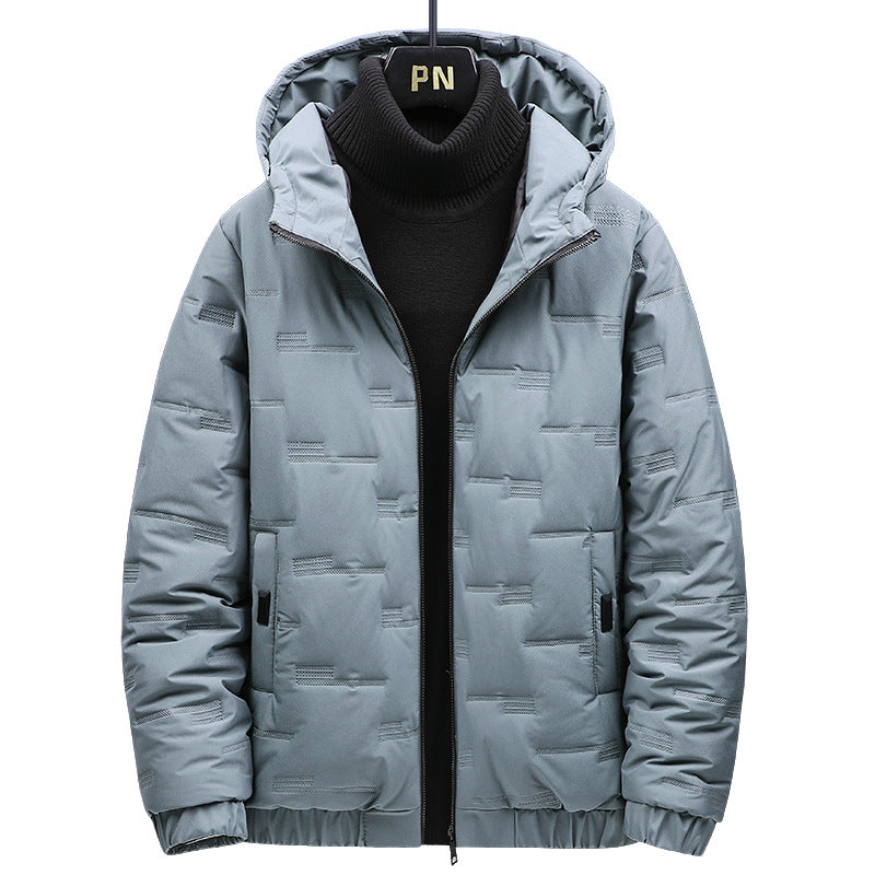 Herren Wattierte Kapuzenjacke mit geometrischer Steppung und winddichtem Saum Drune