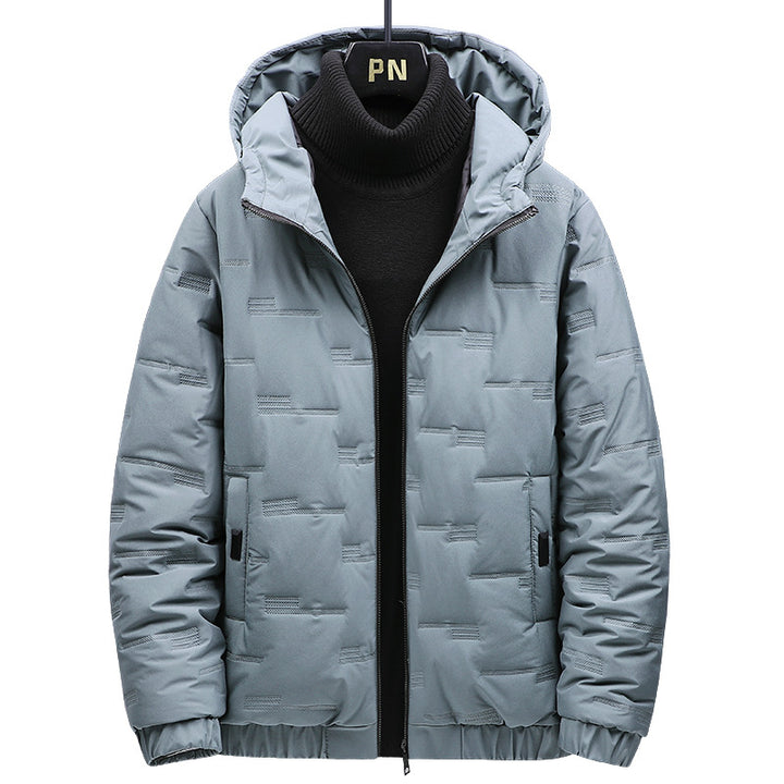 Herren Wattierte Kapuzenjacke mit geometrischer Steppung und winddichtem Saum Drune