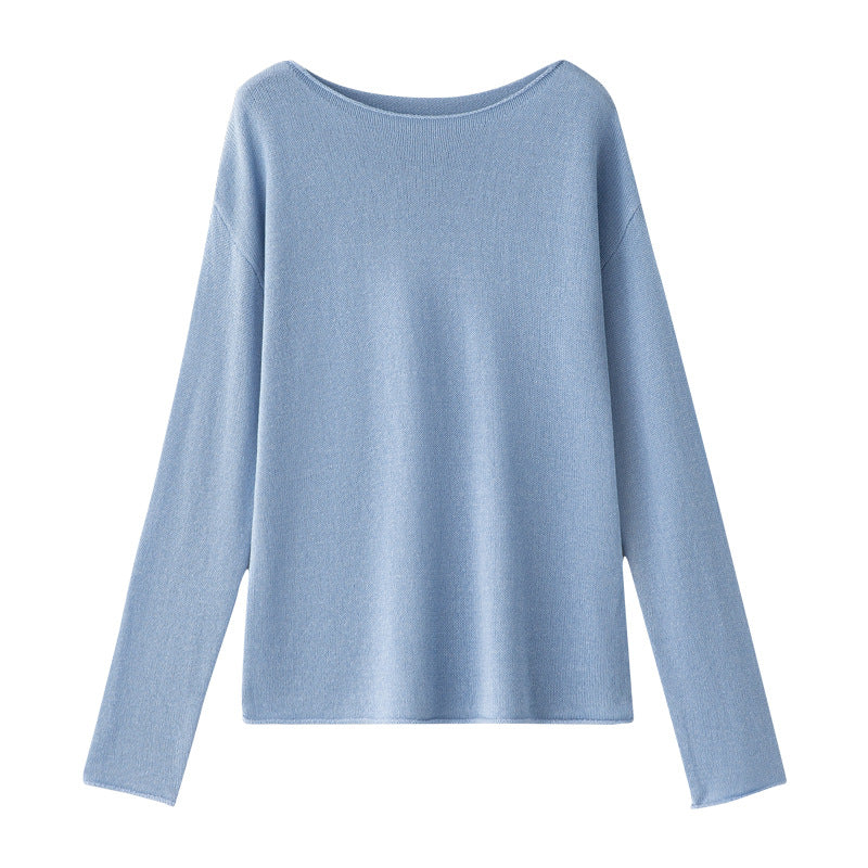 Damen Lockeres Boatneck-Feinstrickshirt mit überschnittenen Schultern & kaschierendem Fall Drune