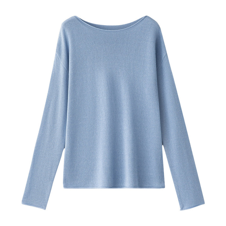Damen Lockeres Boatneck-Feinstrickshirt mit überschnittenen Schultern & kaschierendem Fall Drune